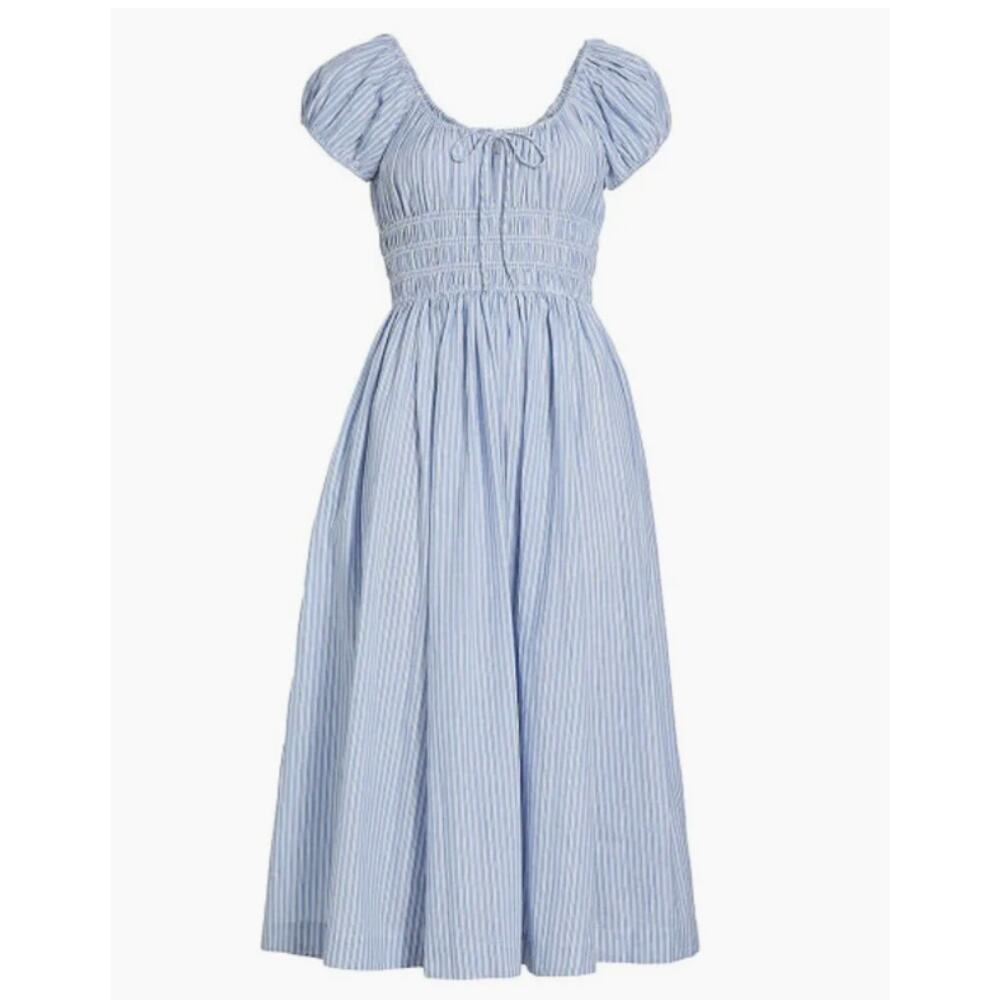 DÔEN Women's Quinn Striped Cotton Scoopneck Midi-Dress